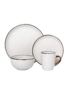 Bien Servi 16-Piece Elegant And Modern Design Stoneware Dinner Set Light Grey And Bronze 29 X 24 X 36 Cm 4127111/Lg 