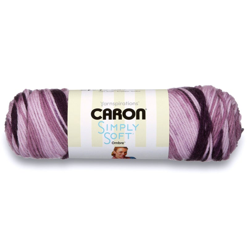Caron Simply Soft Ombre Yarn (4) Medium Gauge 100% Acrylic - 5oz - Grape Purple - Machine Wash & Dry - Image 2