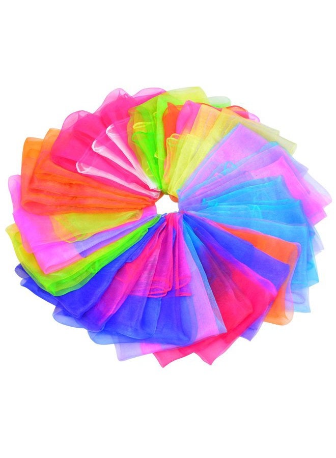 Wobe 30pcs Dance Scarves Square Juggling Scarf Magic Scarves, Magic Tricks Performance Props Accessories Movement Scarves Rhythm Band Scarf 24 by 24 Inches Random Gradient Colors Handkerchief - Image 3