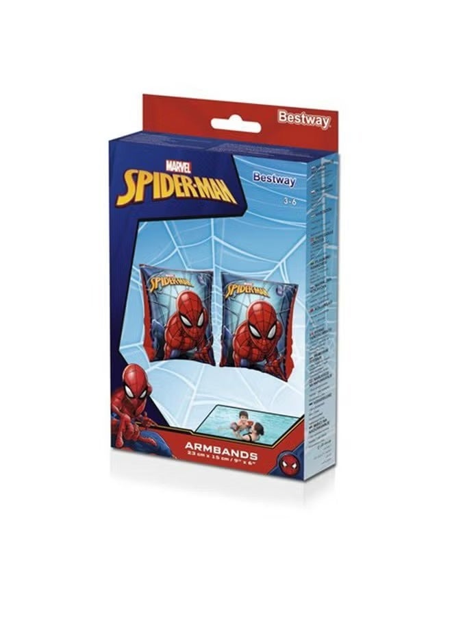 Bestway Spider Man Kids Swimming Armbands 23 x 15 cm - Safe Inflatable Pool Arm Floats - Image 1