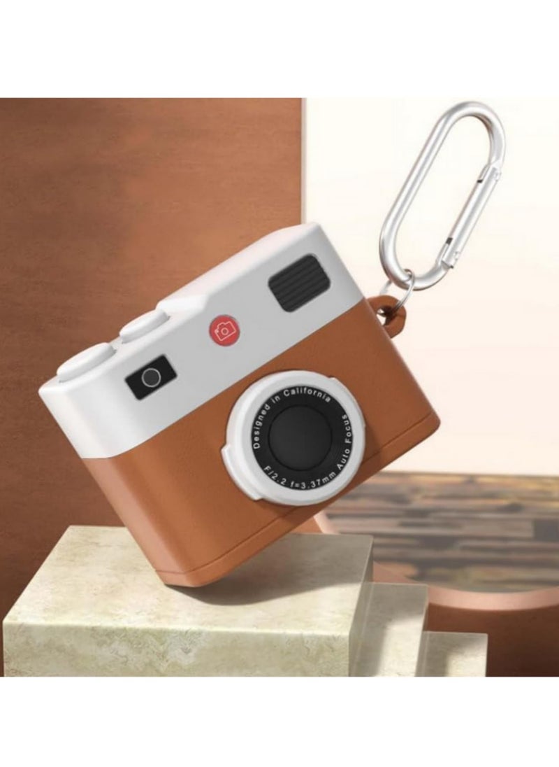 1PCS New Retro Camera Design Soft Silicone Case for Apple AirPods 4 Protective Earphone Cover for AirPods 4th Generation Shockproof Stylish Brown  - Image 1