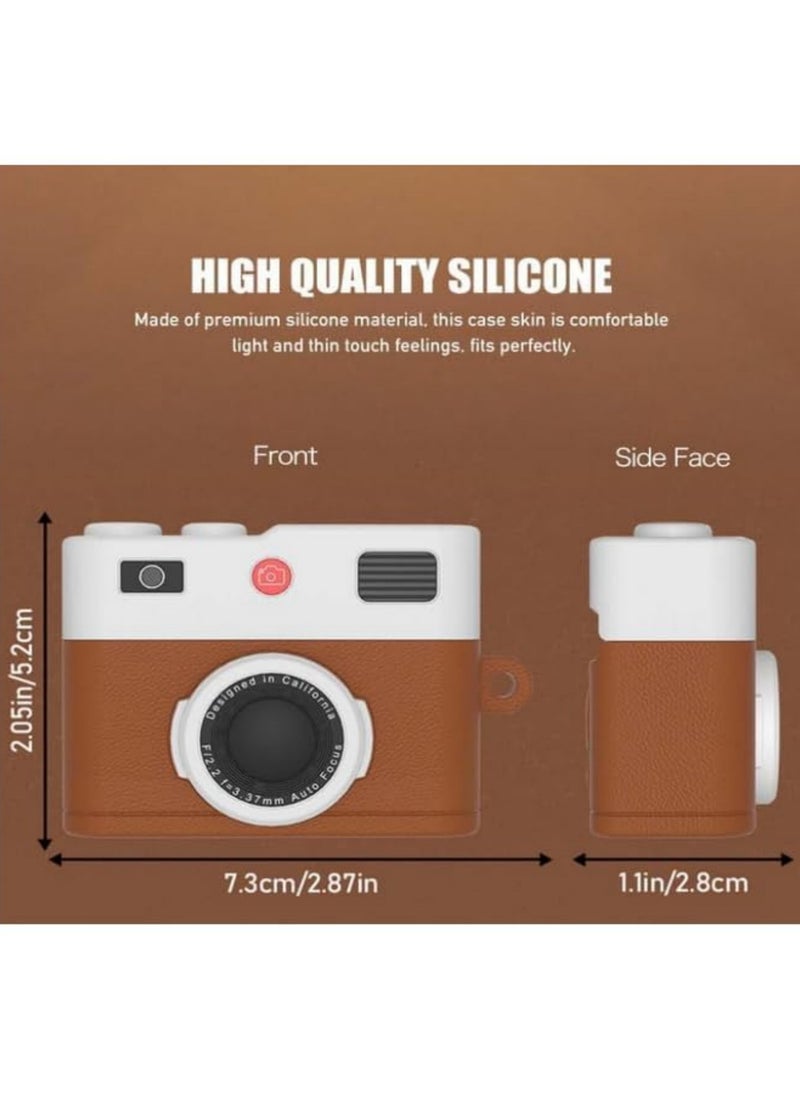 1PCS New Retro Camera Design Soft Silicone Case for Apple AirPods 4 Protective Earphone Cover for AirPods 4th Generation Shockproof Stylish Brown  - Image 2