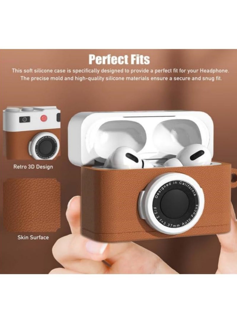 1PCS New Retro Camera Design Soft Silicone Case for Apple AirPods 4 Protective Earphone Cover for AirPods 4th Generation Shockproof Stylish Brown  - Image 3