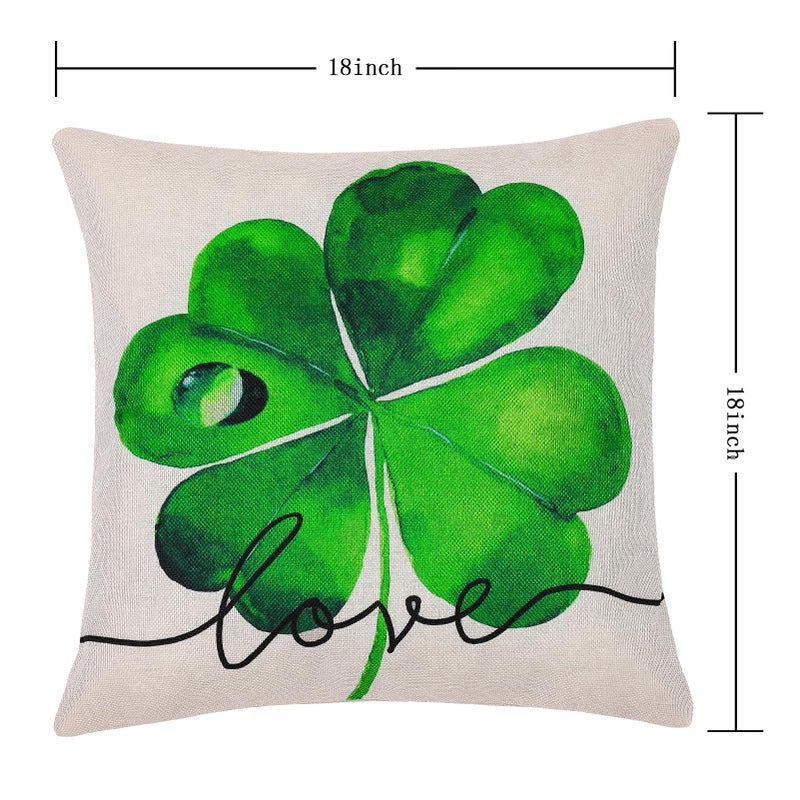 Hongsome St Patricks Day Decor-Throw Pillow Covers 18x18 in Set of 4,Shamrock Linen Pillow Case with Green Hat Irish for Large Couch Sofa Home Indoor Outdoor Holiday Decorations - Image 2