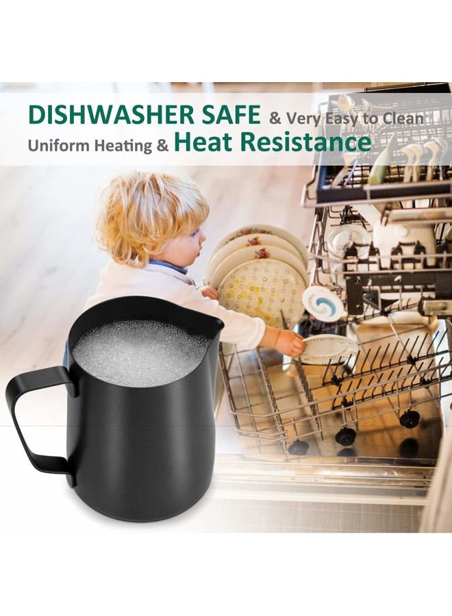 Adorever Milk Frothing Pitcher 600ml/20oz Steaming Pitchers Stainless Steel Milk Coffee Cappuccino Latte Art Barista Steam Pitchers Milk Jug Cup with Decorating Art Pen, Black - Image 3