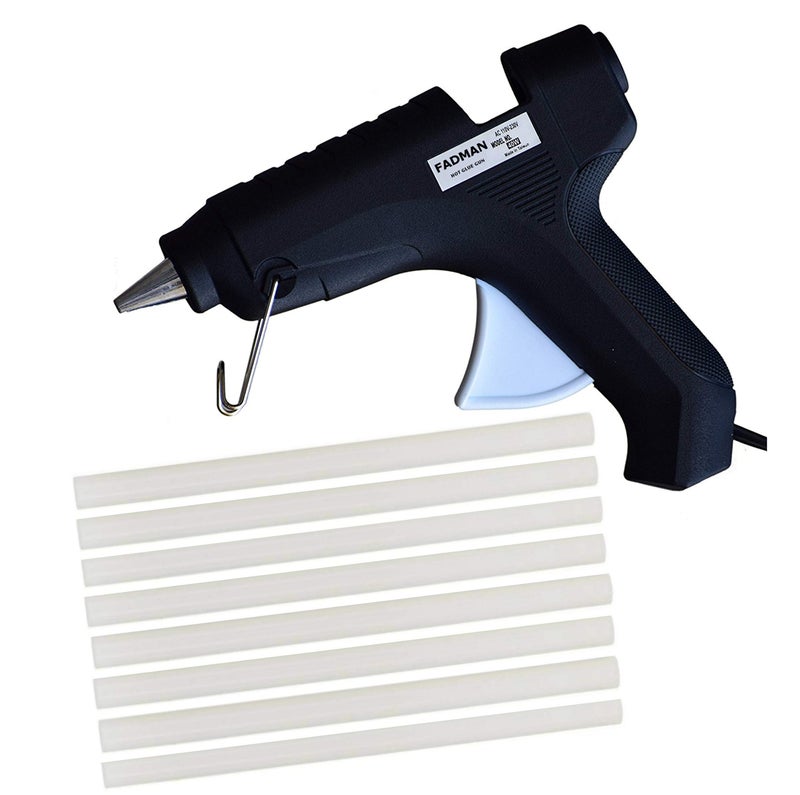 FADMAN BLACK 40 WATT HOT MELT GLUE GUN WITH 8 ADHESIVE HOT GLUE STICKS - Image 1