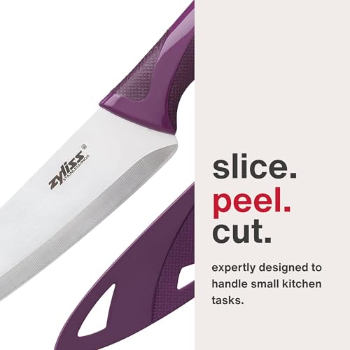 Zyliss Utility Knife with Sheath Cover - Precision Knife for Cutting & Slicing - Paring Knife for Meat, Fruits & Vegetables - Culinary Kitchen Knife - 5.5" Carbon Stainless Steel Blade - Purple - Image 2