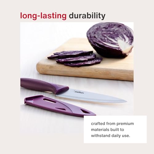 Zyliss Utility Knife with Sheath Cover - Precision Knife for Cutting & Slicing - Paring Knife for Meat, Fruits & Vegetables - Culinary Kitchen Knife - 5.5" Carbon Stainless Steel Blade - Purple - Image 5