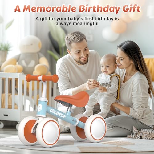 allobebe Baby Balance Bike for 1 Year Old, Toddler Balance Bike, No Pedal Infant 4 Wheels Baby Walker First Birthday Gift, Mini Bike for 12-36 Months, Rosered, 6 Inches Wheel - Image 2