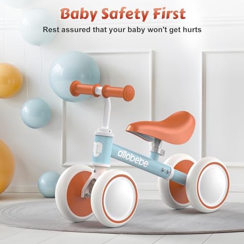 allobebe Baby Balance Bike for 1 Year Old, Toddler Balance Bike, No Pedal Infant 4 Wheels Baby Walker First Birthday Gift, Mini Bike for 12-36 Months, Rosered, 6 Inches Wheel - Image 5