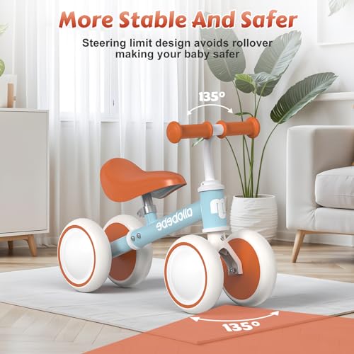 allobebe Baby Balance Bike for 1 Year Old, Toddler Balance Bike, No Pedal Infant 4 Wheels Baby Walker First Birthday Gift, Mini Bike for 12-36 Months, Rosered, 6 Inches Wheel - Image 3