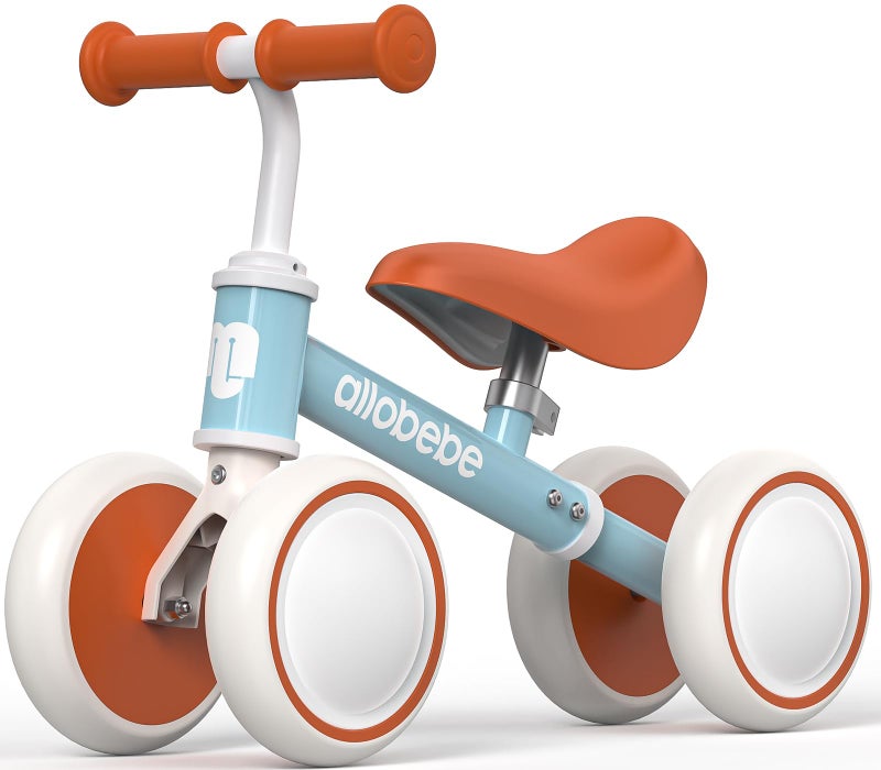allobebe Baby Balance Bike for 1 Year Old, Toddler Balance Bike, No Pedal Infant 4 Wheels Baby Walker First Birthday Gift, Mini Bike for 12-36 Months, Rosered, 6 Inches Wheel - Image 1