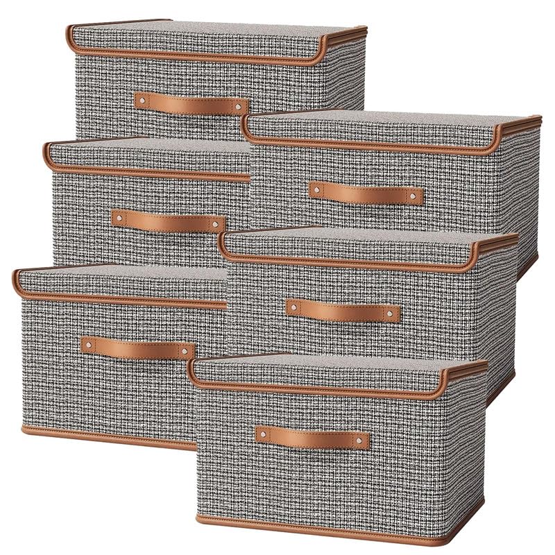 PRIME PICK Storage Box Cloth Organiser Pack of 3 clothes organizer Oxford Fabric Wardrobe Organizer for Storage Foldable Washable Box with Lid Metal Frame Handles Ideal for Almirah Drawer - Image 2