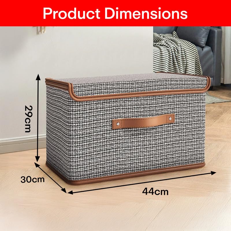 PRIME PICK Storage Box Cloth Organiser Pack of 3 clothes organizer Oxford Fabric Wardrobe Organizer for Storage Foldable Washable Box with Lid Metal Frame Handles Ideal for Almirah Drawer - Image 5