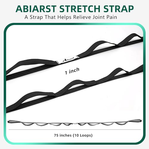Abiarst Stretching Strap Yoga Straps for Physical Therapy, 10 Loops Non-Elastic Stretch Band for Pilates, Flexibility, Exercise and Gymnastics (2-Pack (Black+Back)) - Image 3