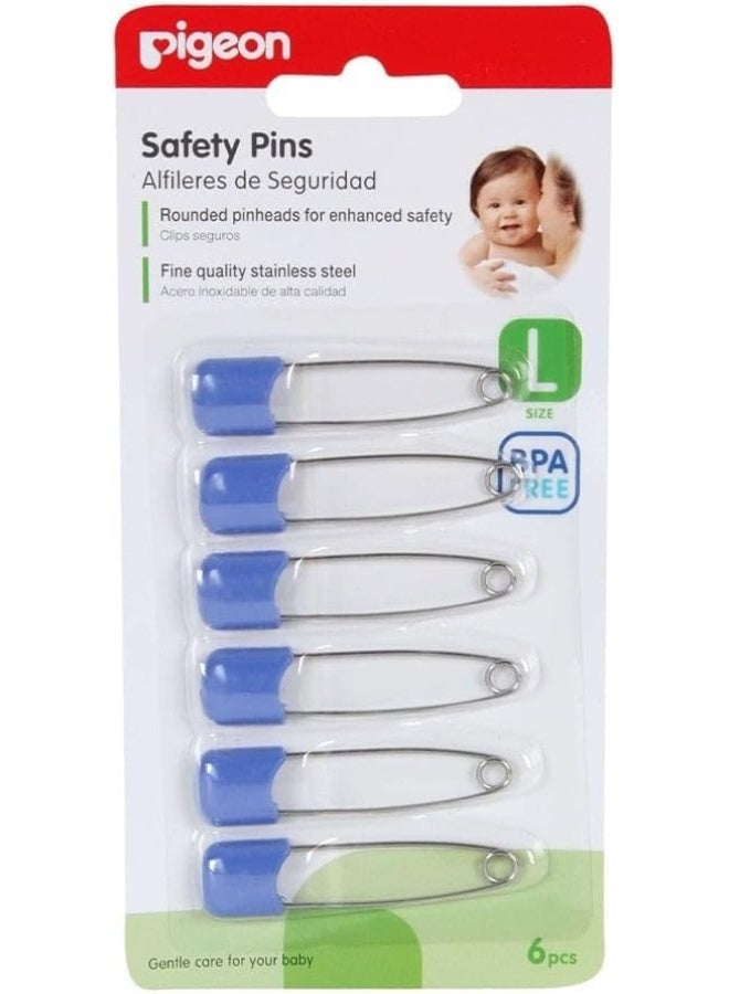 Pigeon Safety Pins, Safe Secure Clips, Stainless Steel, Large, 6 Pcs Set, Multi Colour - Image 1