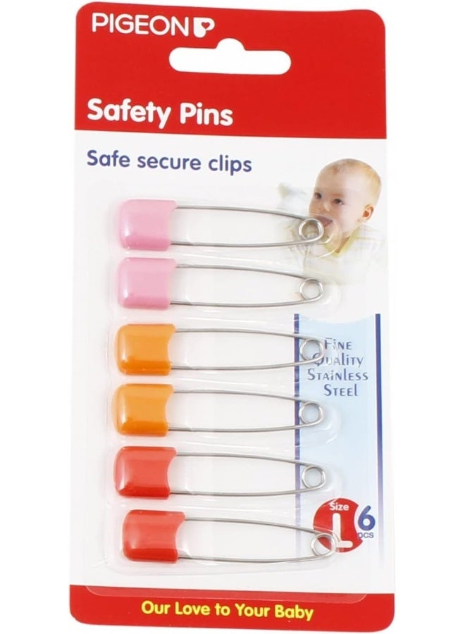 Pigeon Safety Pins, Safe Secure Clips, Stainless Steel, Large, 6 Pcs Set, Multi Colour - Image 2
