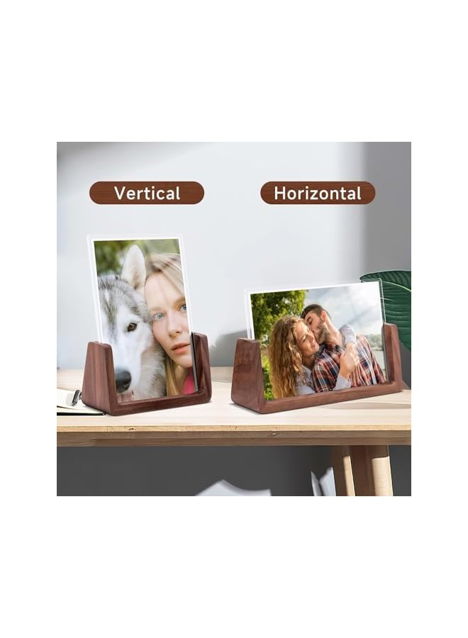 The Bros 4x6’’ Picture Frame, 2-Pack, Rustic Wooden Photo Display with Walnut Base, Acrylic Glass Cover (Horizontal + Vertical) - Image 4