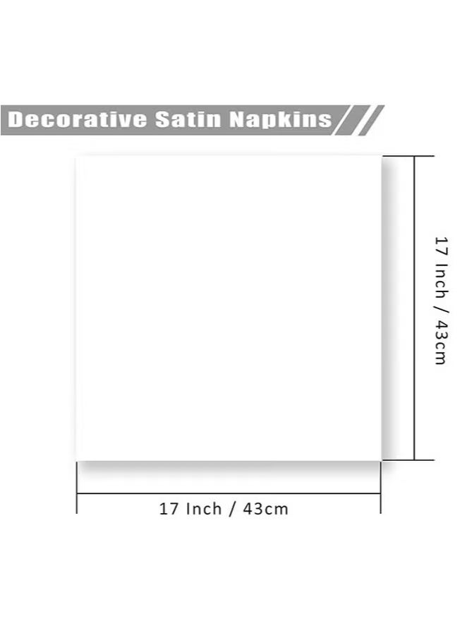 Generic 10 Pcs Satin Napkins, Square Table Napkins, 17x17" Soft Dinner Napkins Elegant Silk Napkins for Dinner Wedding Parties, Soft Smooth Fabric Washable Napkins for Parties, Weddings and Dinners (White) - Image 2