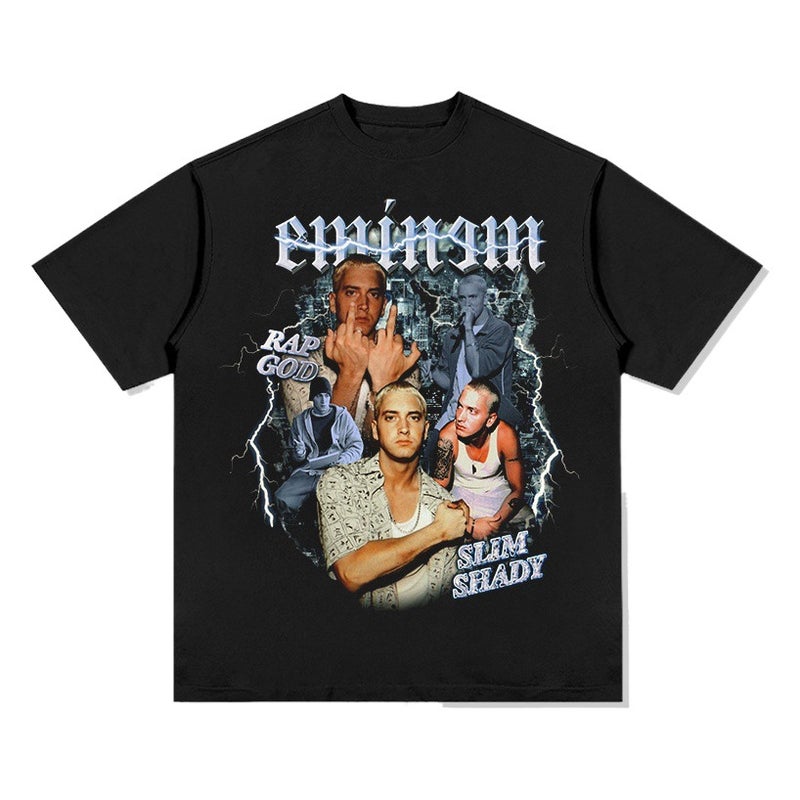 BC Hip Hop Eminem Printed Short-sleeved Cotton T-shirt Heavy Loose Men''s Hip Hop Four Seasons - Image 2