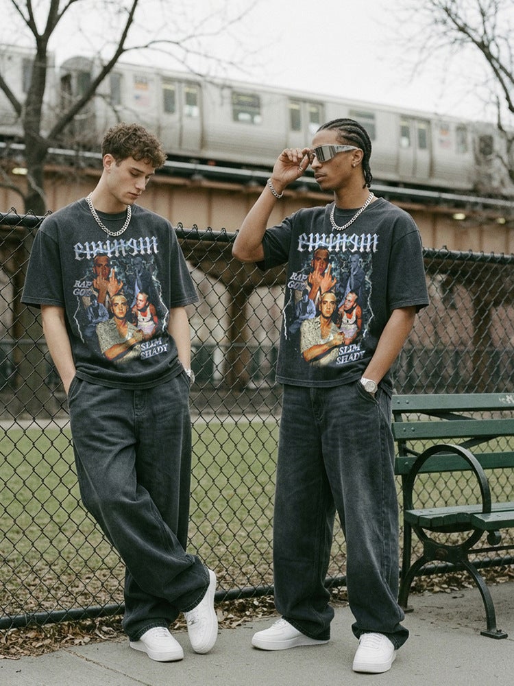 BC Hip Hop Eminem Printed Short-sleeved Cotton T-shirt Heavy Loose Men''s Hip Hop Four Seasons - Image 3