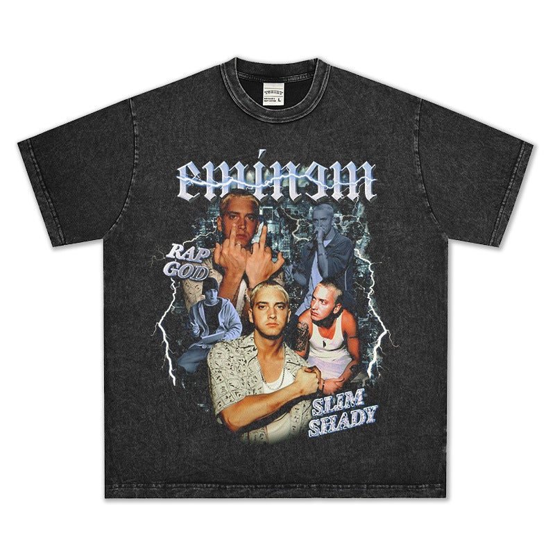 BC Hip Hop Eminem Printed Short-sleeved Cotton T-shirt Heavy Loose Men''s Hip Hop Four Seasons - Image 1
