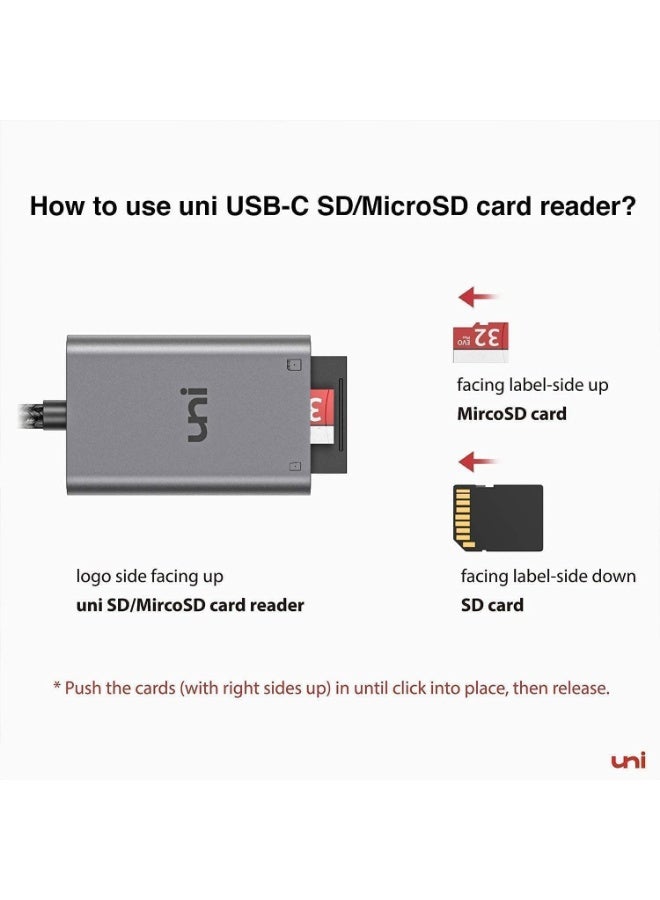 يوني قارئ بطاقات SD من نوع USB-C – محول من USB Type-C إلى بطاقات SD وMicroSD يدعم سعة تخزين تصل إلى 2 تيرابايت لأجهزة MacBook وiPhone 15 وiPad Pro وأجهزة Android وThunderbolt 3 - Image 3