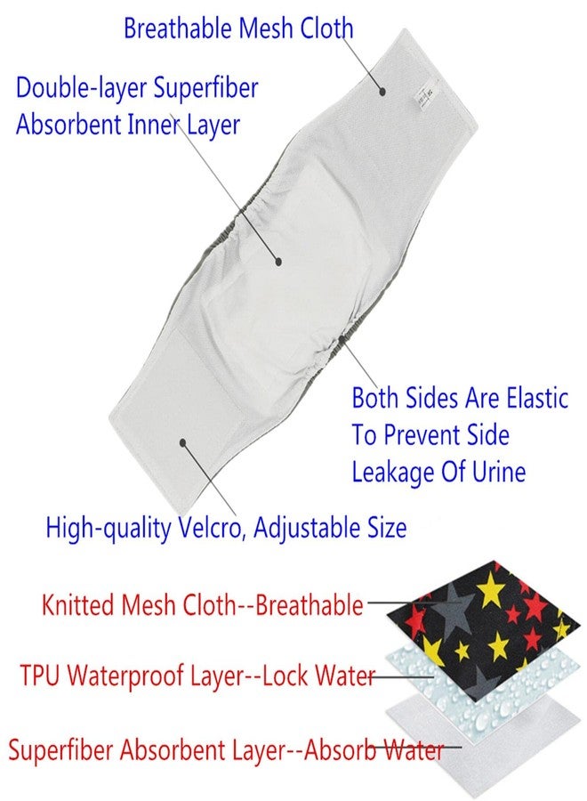 Qiny Washable Male Dog Diapers(6 Pack), Reusable Male Dog Belly Bands (L-Waist 17.3~21.2inch) - Image 3