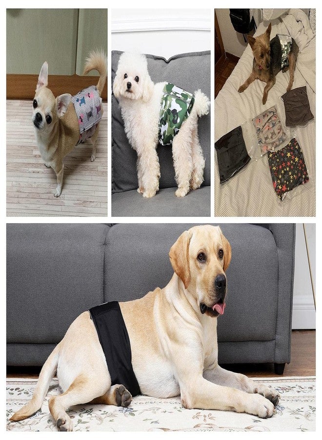 Qiny Washable Male Dog Diapers(6 Pack), Reusable Male Dog Belly Bands (L-Waist 17.3~21.2inch) - Image 5