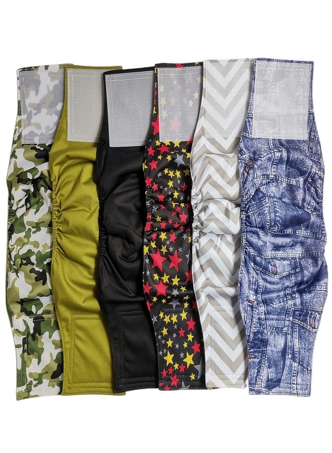 Qiny Washable Male Dog Diapers(6 Pack), Reusable Male Dog Belly Bands (L-Waist 17.3~21.2inch) - Image 1