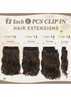 Wavy Clip In Hair Extensions - 12 Inch Brown Clip In Hair Extensions For Women - 6Pcs Full Head Thick Soft Synthetic Clip In Hairpieces Daily Party Halloween - Brown - pzsku/Z61249DA6ECBBCD121434Z/45/_/1734182843/c78cf813-0ceb-4ae6-b1ec-e4a642f5bced