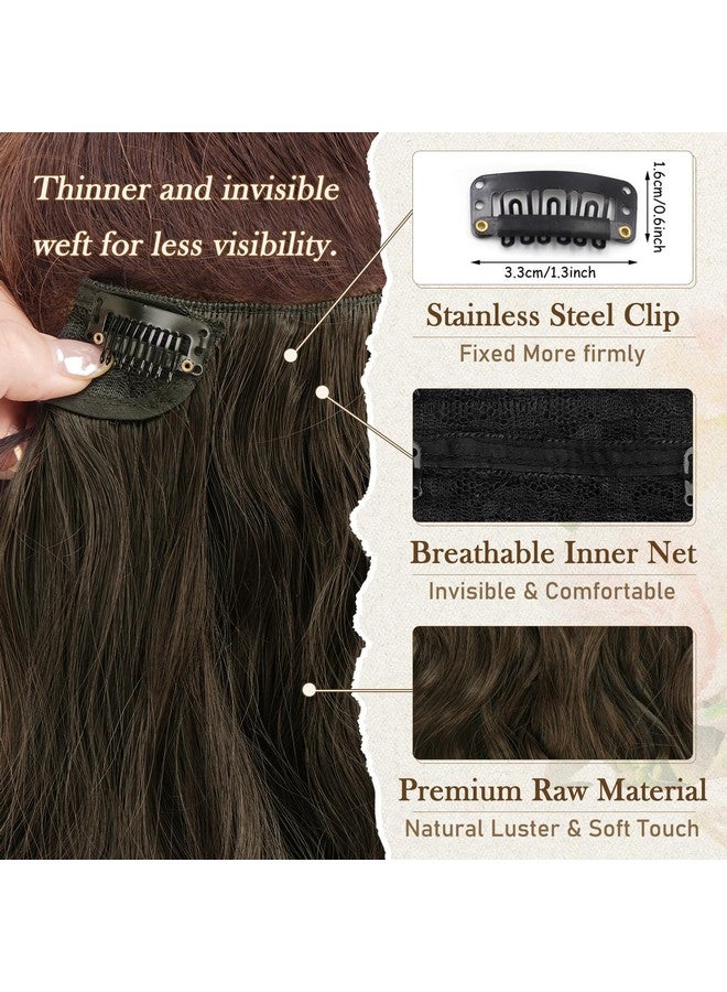 بارسدار وصلات شعر مموجة بمشبك - وصلات شعر بنية بطول 12 بوصة للنساء - 6 قطع شعر صناعية ناعمة سميكة للرأس بالكامل للاستخدام اليومي في حفلات الهالوين - بني - Image 2