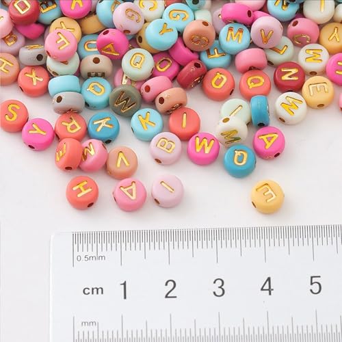 INDIKONB Alphabet Letter Round Bead 6mm | Colorful Alphabet Bead for Bracelets | Round Letter Beads for Jewelry Making, DIY Crafts, and Personalized Accessories | 650 Beads (Multicolor Golden) - Image 5