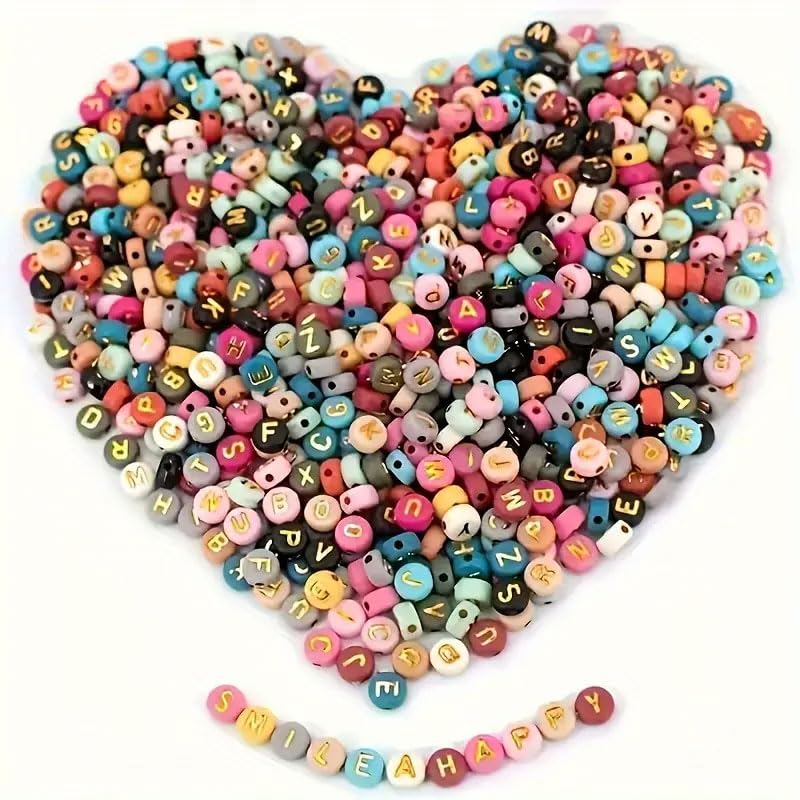 INDIKONB Alphabet Letter Round Bead 6mm | Colorful Alphabet Bead for Bracelets | Round Letter Beads for Jewelry Making, DIY Crafts, and Personalized Accessories | 650 Beads (Multicolor Golden) - Image 2