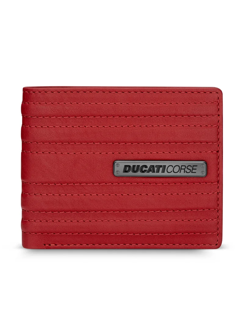 Ducati Corse Linea Red Genuine Leather Wallet For Men - DTLGW2200102