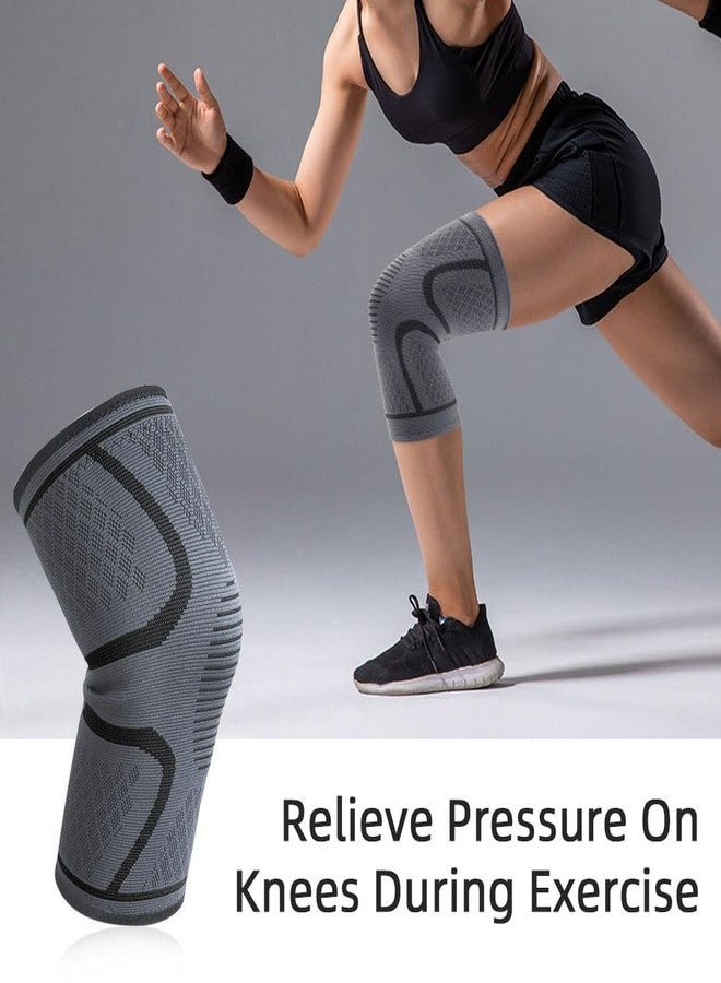 JYWYBF 2 Pack Knee Brace for Women Man, Knee Compression Sleeve for Knee Pain, Knee Braces for Arthritis Pain and Support, Knee Pain Relief for Running Exercise Fitness (Black, Medium) - Image 3