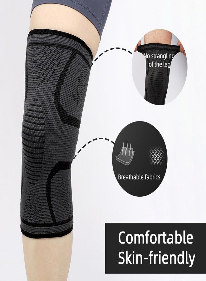 JYWYBF 2 Pack Knee Brace for Women Man, Knee Compression Sleeve for Knee Pain, Knee Braces for Arthritis Pain and Support, Knee Pain Relief for Running Exercise Fitness (Black, Medium) - Image 5