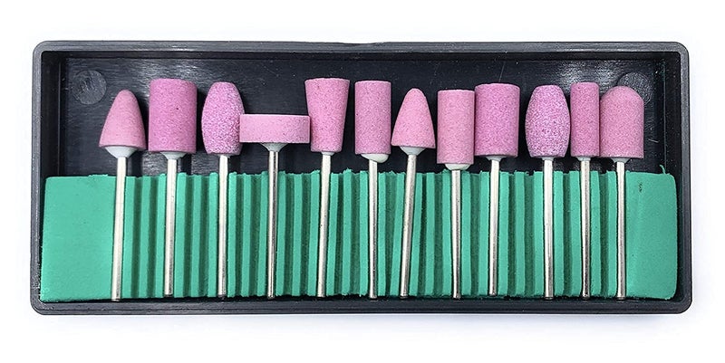 Fozti Abrasive Mounted Stone Bur 23mm Set of 12 for Grinding Polishing Carving Sanding in Metal Wax Plastic Ceramic Clay etc for Dental Jewellery Making Model Making Hobby Crafts DIY - Image 1