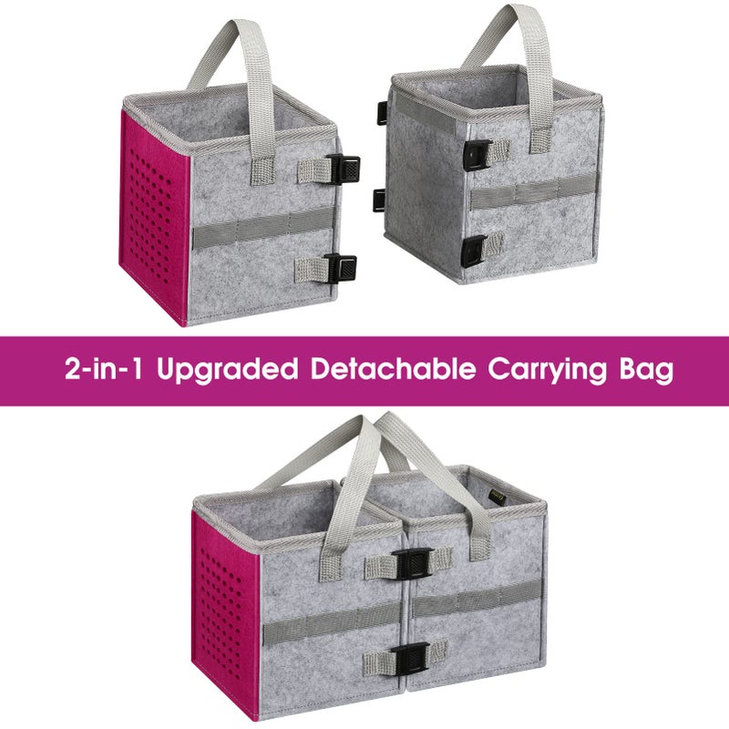 KENOBEE Carrying Case for Toniebox Starter Set  Upgraded Detachable Portable Felt Storage Travel Bag with Handle Compatible with Toniebox Audio Player Starter Set & Figurines Accessories  Pink/Gray - Image 2