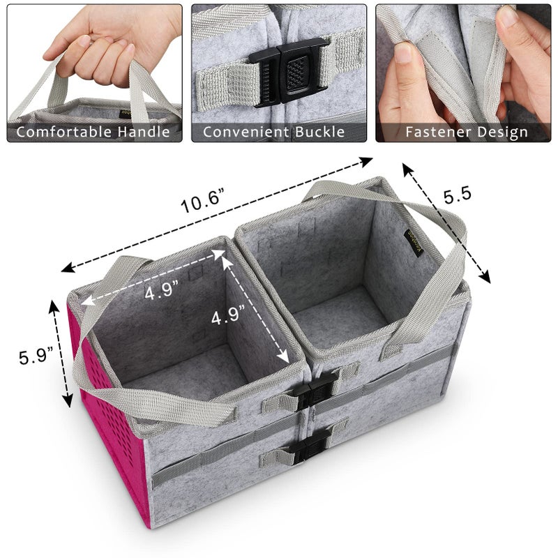 KENOBEE Carrying Case for Toniebox Starter Set  Upgraded Detachable Portable Felt Storage Travel Bag with Handle Compatible with Toniebox Audio Player Starter Set & Figurines Accessories  Pink/Gray - Image 4