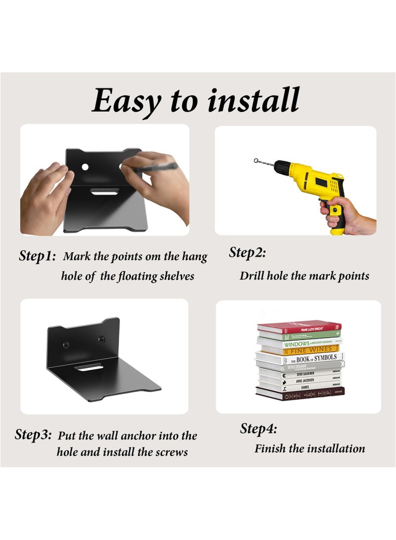 KASTWAVE رفوف كتب معلقة غير مرئية، منظمين كتب قوية، رفوف معدنية لتخزين المنظمات، رف كتب معلق على الحائط لسطح المنزل أو المكتب أو الفصل الدراسي أو المكتبة 4-Pack كبير - Image 5