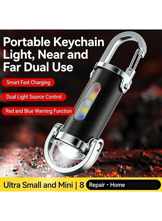 2PCS Keyblazer, Keychain Flashlights, Portable Rechargeable Bright Keychain Flashlight 7 Light Modes, Power Bank & Waterproof Function, Bright Mini Keychain Light for Walking, Searching and Hiking - Image 4
