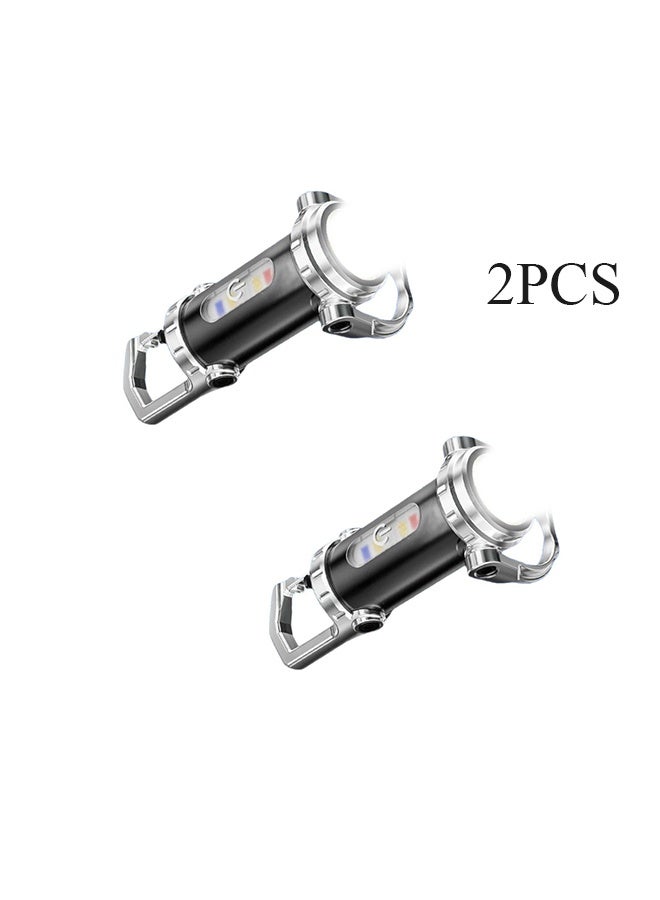 2PCS Keyblazer, Keychain Flashlights, Portable Rechargeable Bright Keychain Flashlight 7 Light Modes, Power Bank & Waterproof Function, Bright Mini Keychain Light for Walking, Searching and Hiking - Image 1