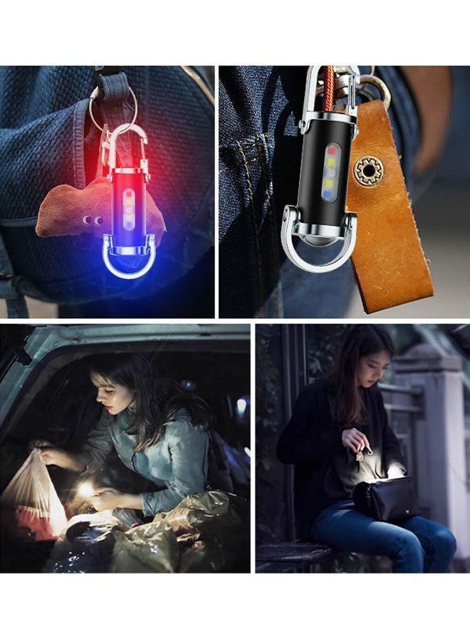 2PCS Keyblazer, Keychain Flashlights, Portable Rechargeable Bright Keychain Flashlight 7 Light Modes, Power Bank & Waterproof Function, Bright Mini Keychain Light for Walking, Searching and Hiking - Image 2