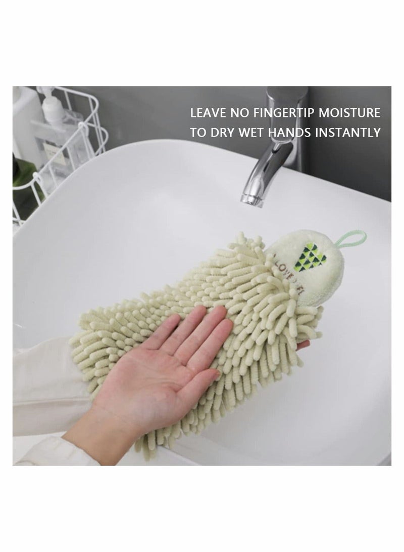 2Pcs Hand Towels for Bathroom Decorative Set  Chenille Hanging Microfiber Plush Absorbent Soft Small Bath Towel with Loop for Kitchen Washstand - Image 3