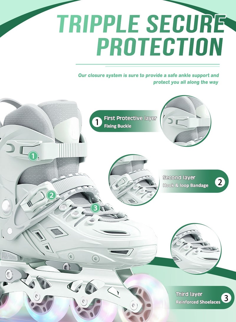 sway مجموعة أحذية التزلج للأطفال، زلاجات قابلة للتعديل مع عجلات مضيئة بالكامل للمتعة في الهواء الطلق 3 مقاسات، للمبتدئين من الفتيات والفتيان - Image 2