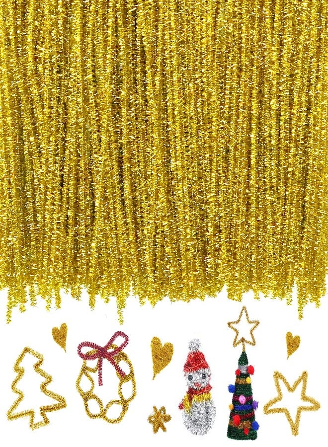 RIMOBUL Pipe Cleaners Craft Chenille Stems 100 Pcs Chenille Cleaners Fuzzy Sticks for DIY Art Creative Crafts Decorations, 6 mm x 12 Inch, Assorted Colors (Gold) - Image 1