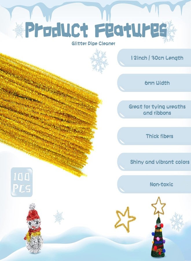 RIMOBUL Pipe Cleaners Craft Chenille Stems 100 Pcs Chenille Cleaners Fuzzy Sticks for DIY Art Creative Crafts Decorations, 6 mm x 12 Inch, Assorted Colors (Gold) - Image 5