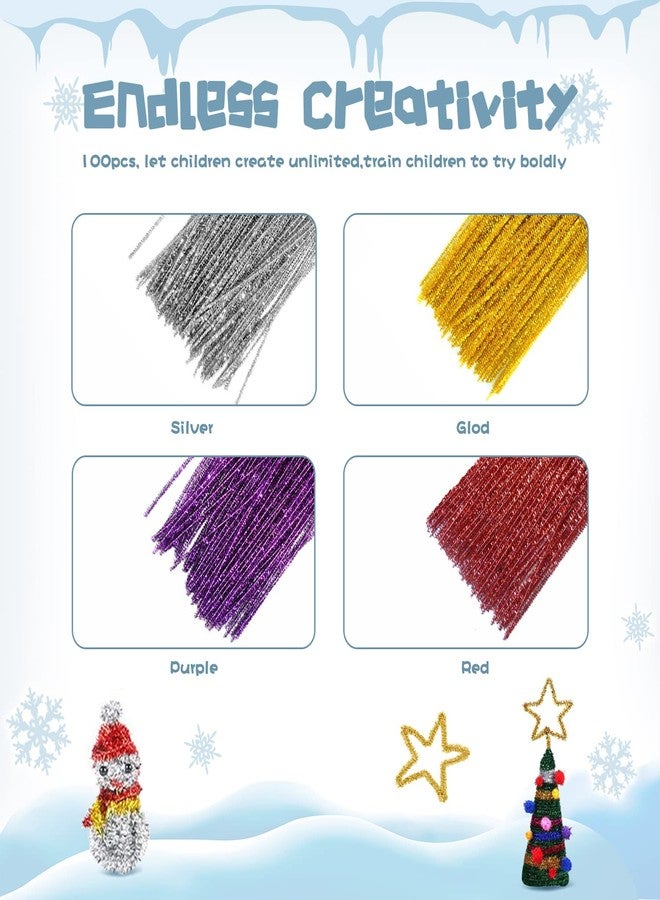 RIMOBUL Pipe Cleaners Craft Chenille Stems 100 Pcs Chenille Cleaners Fuzzy Sticks for DIY Art Creative Crafts Decorations, 6 mm x 12 Inch, Assorted Colors (Gold) - Image 4