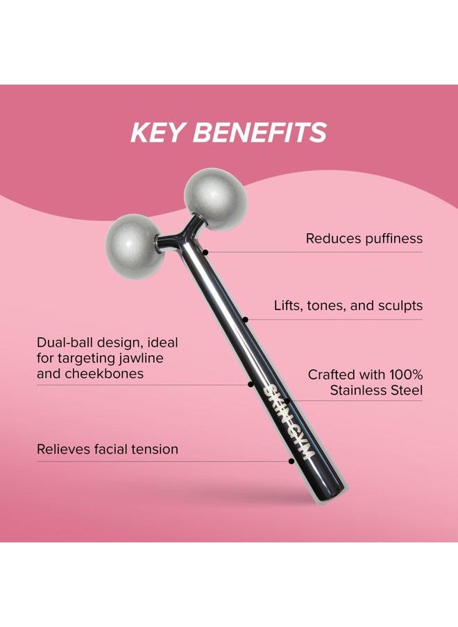 SKIN GYM Face Sculptor Beauty Roller - Stainless Steel Face Roller Massager Tool for Wrinkles and Lifting, Anti Aging Facial Roller to Release Muscle Tension, Contour Face and Improve Skin Appearance  - Image 3